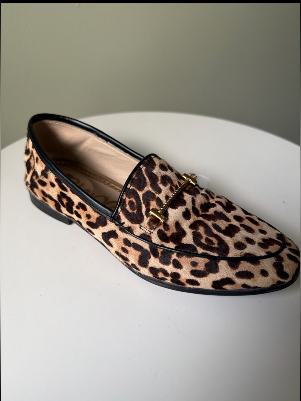 Sam Edelman Leopard Calf Hair Horsebit Loafers Size 5.5